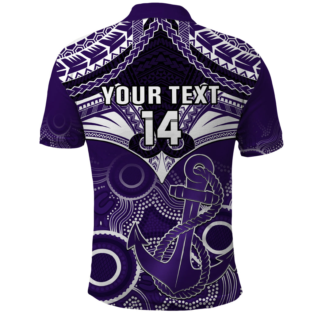 Personalised Dockers Football Polo Shirt Fremantle Aboriginal Mix Polynesian Pattern LT14