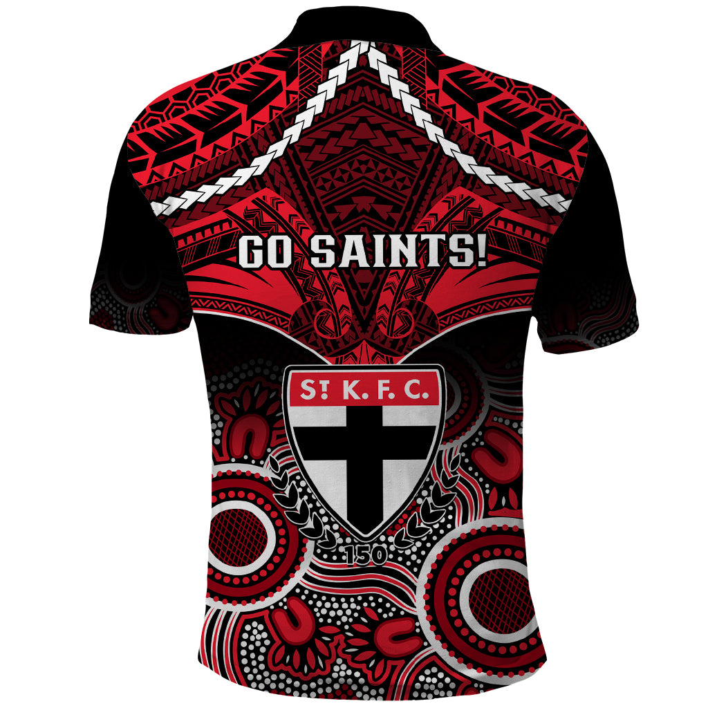 St Kilda Football Polo Shirt Saints Aboriginal Mix Polynesian Pattern LT14