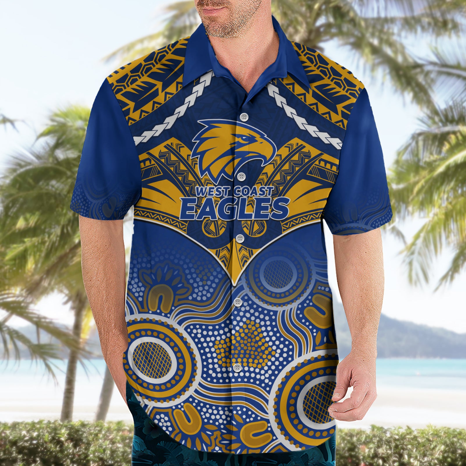 West Coast Football Hawaiian Shirt Eagles Aboriginal Mix Polynesian Pattern LT14