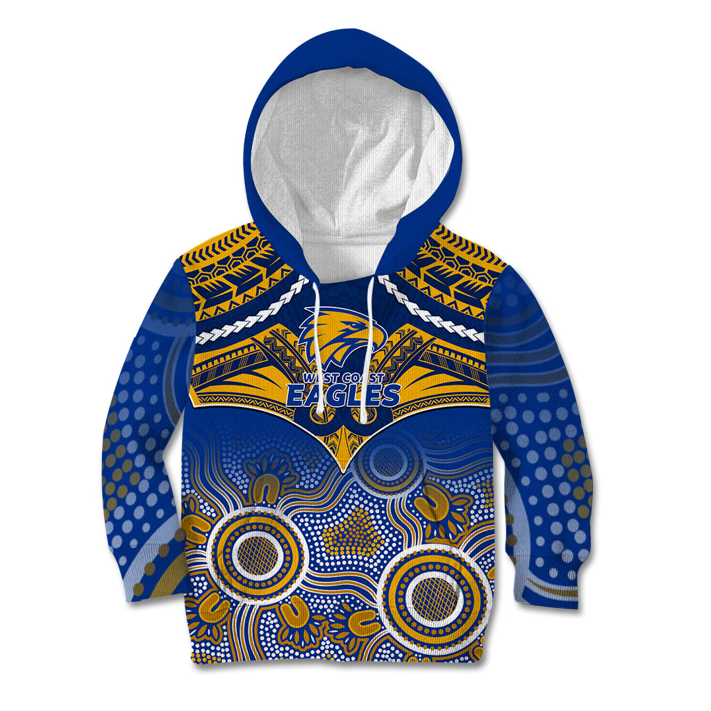 West Coast Football Kid Hoodie Eagles Aboriginal Mix Polynesian Pattern LT14