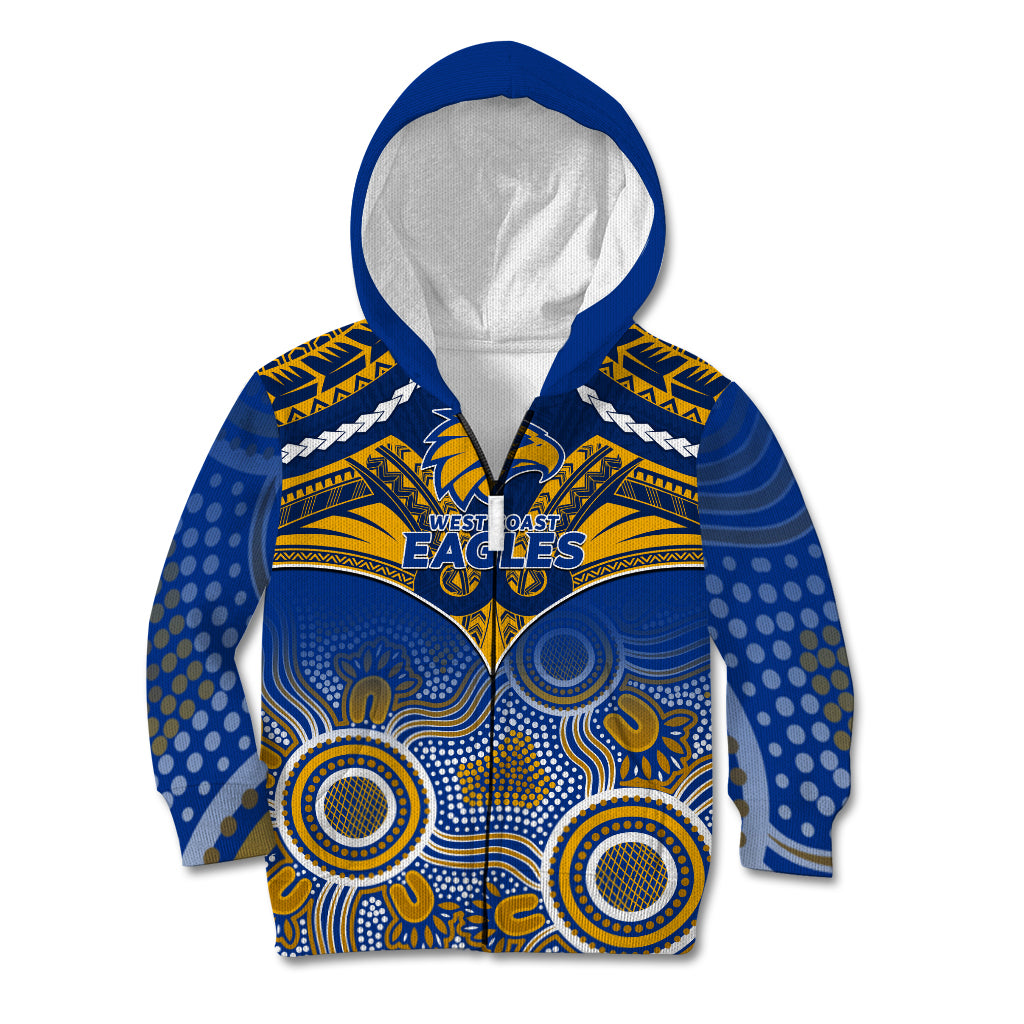 West Coast Football Kid Hoodie Eagles Aboriginal Mix Polynesian Pattern LT14