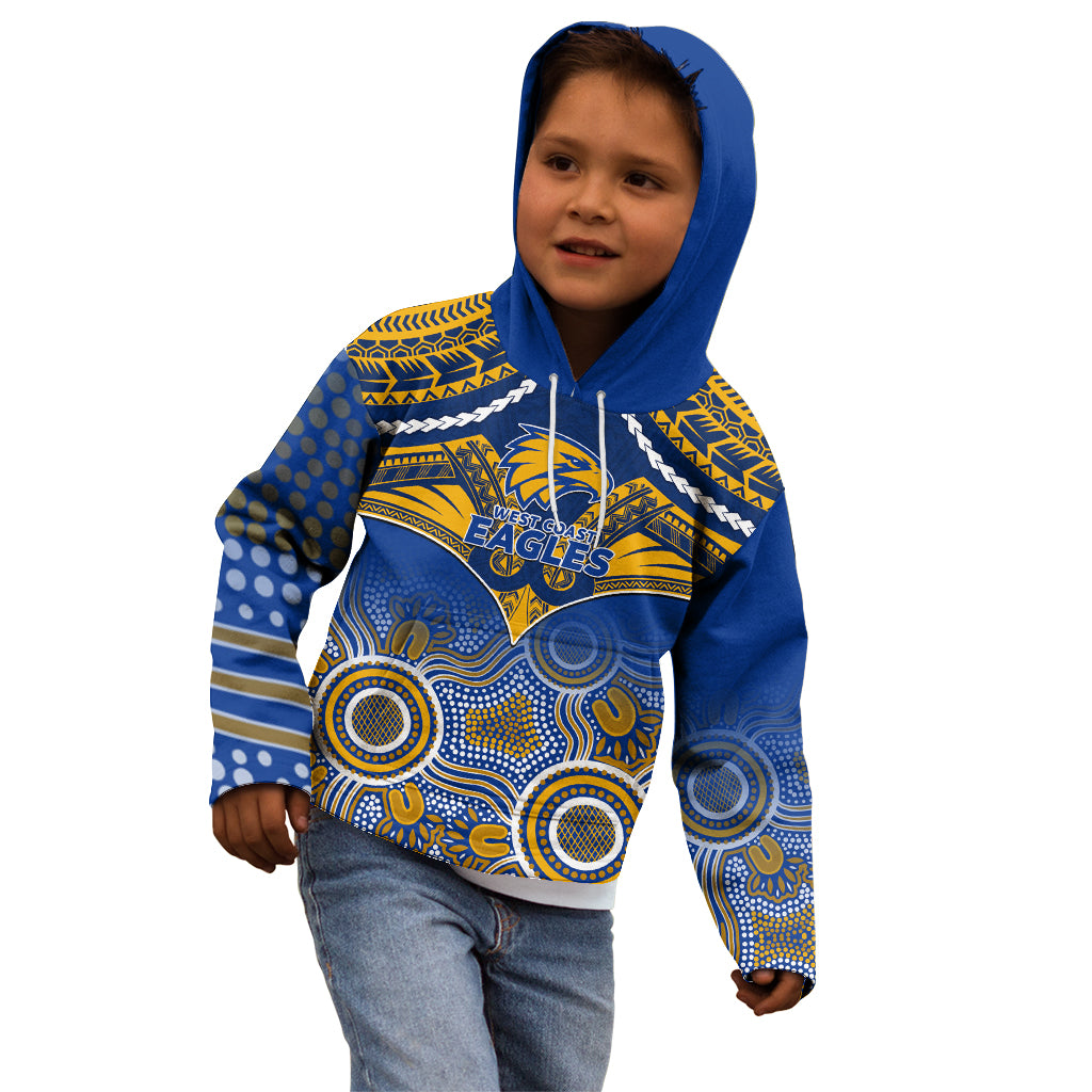 West Coast Football Kid Hoodie Eagles Aboriginal Mix Polynesian Pattern LT14