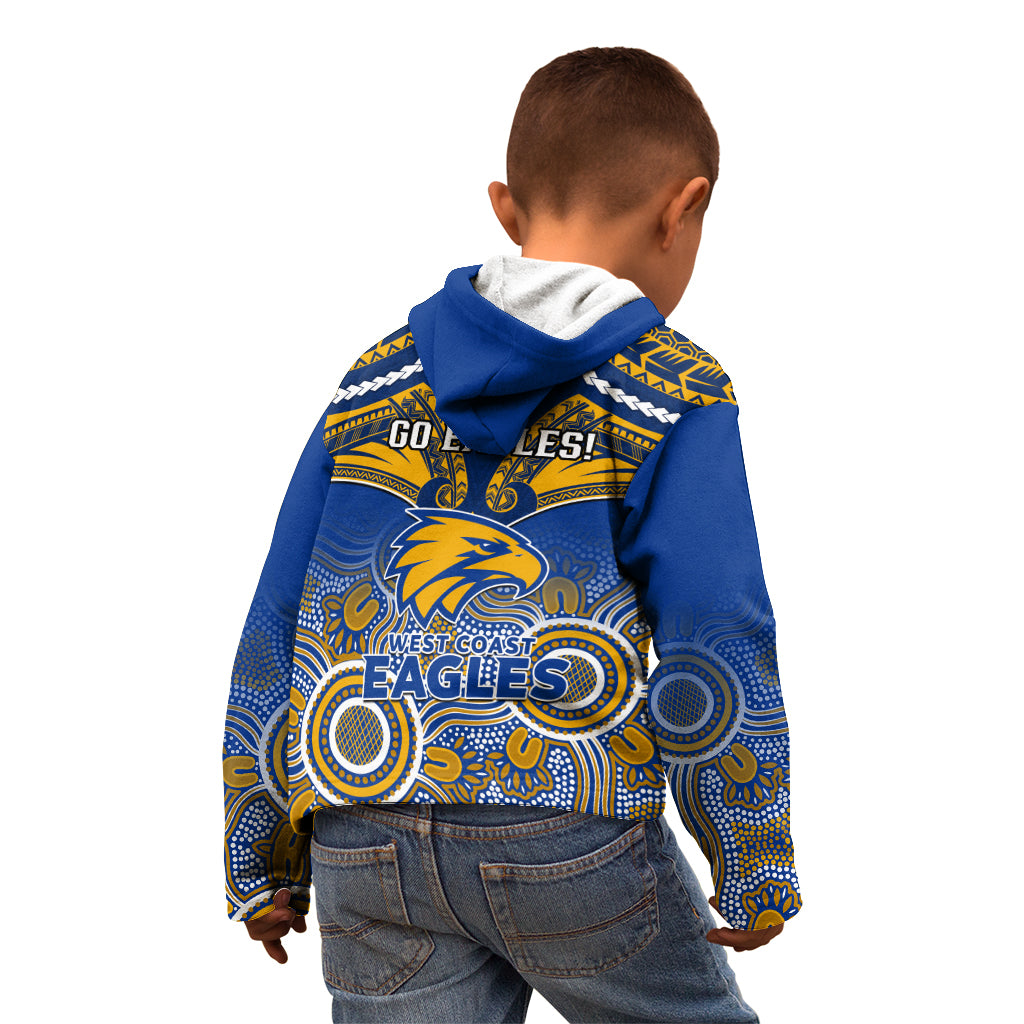 West Coast Football Kid Hoodie Eagles Aboriginal Mix Polynesian Pattern LT14