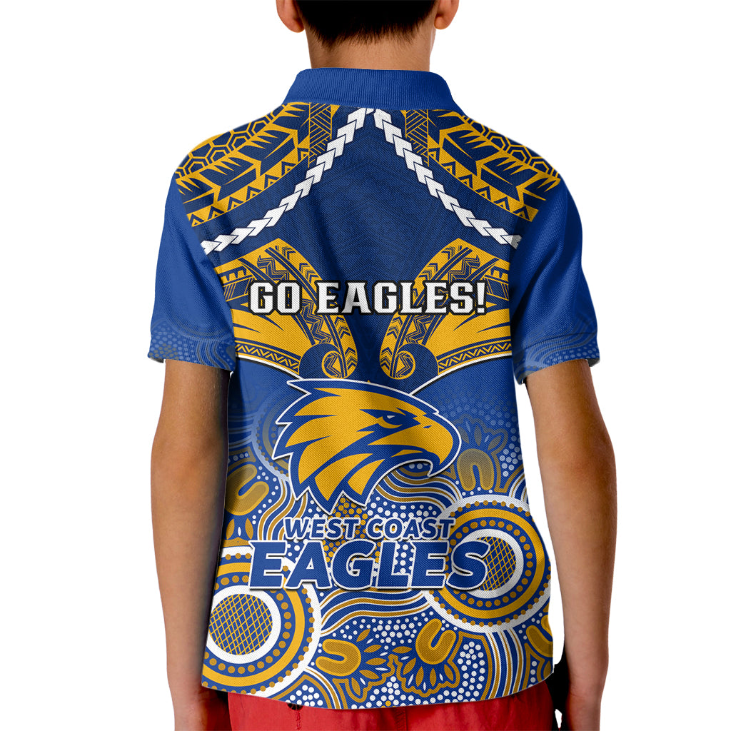 West Coast Football Kid Polo Shirt Eagles Aboriginal Mix Polynesian Pattern LT14