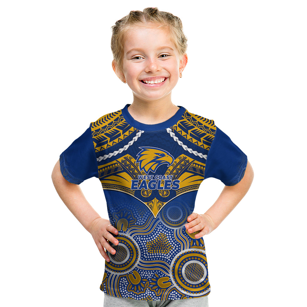 West Coast Football Kid T Shirt Eagles Aboriginal Mix Polynesian Pattern LT14