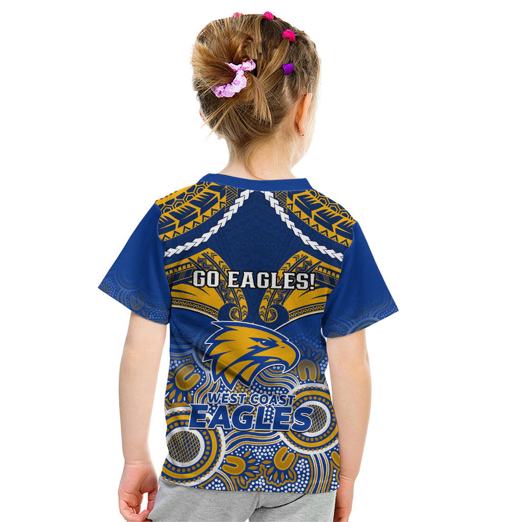 West Coast Football Kid T Shirt Eagles Aboriginal Mix Polynesian Pattern LT14