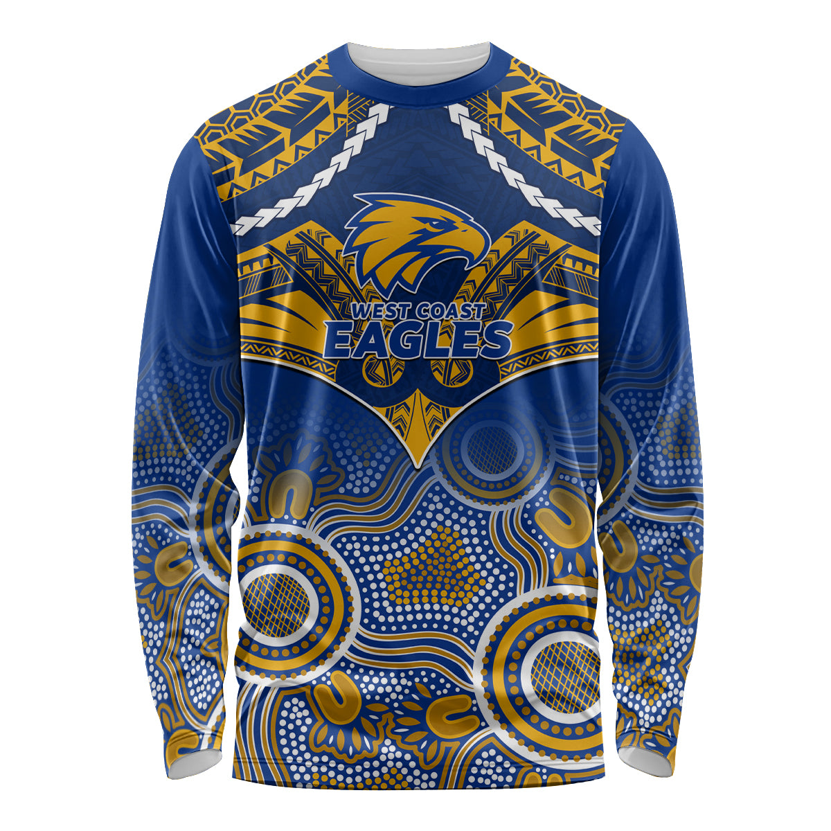 West Coast Football Long Sleeve Shirt Eagles Aboriginal Mix Polynesian Pattern LT14