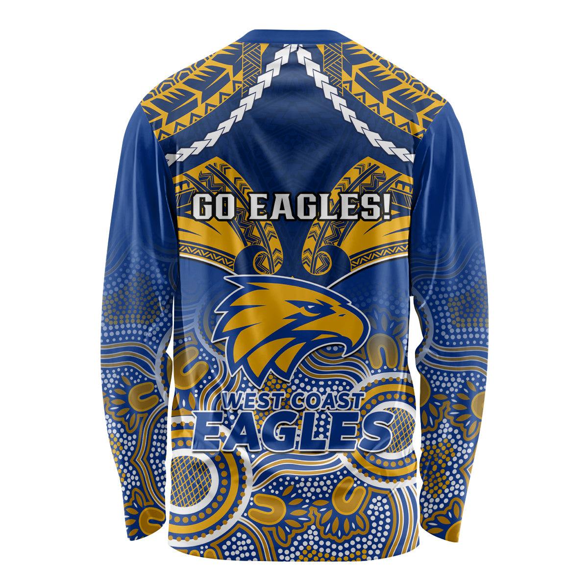 West Coast Football Long Sleeve Shirt Eagles Aboriginal Mix Polynesian Pattern LT14