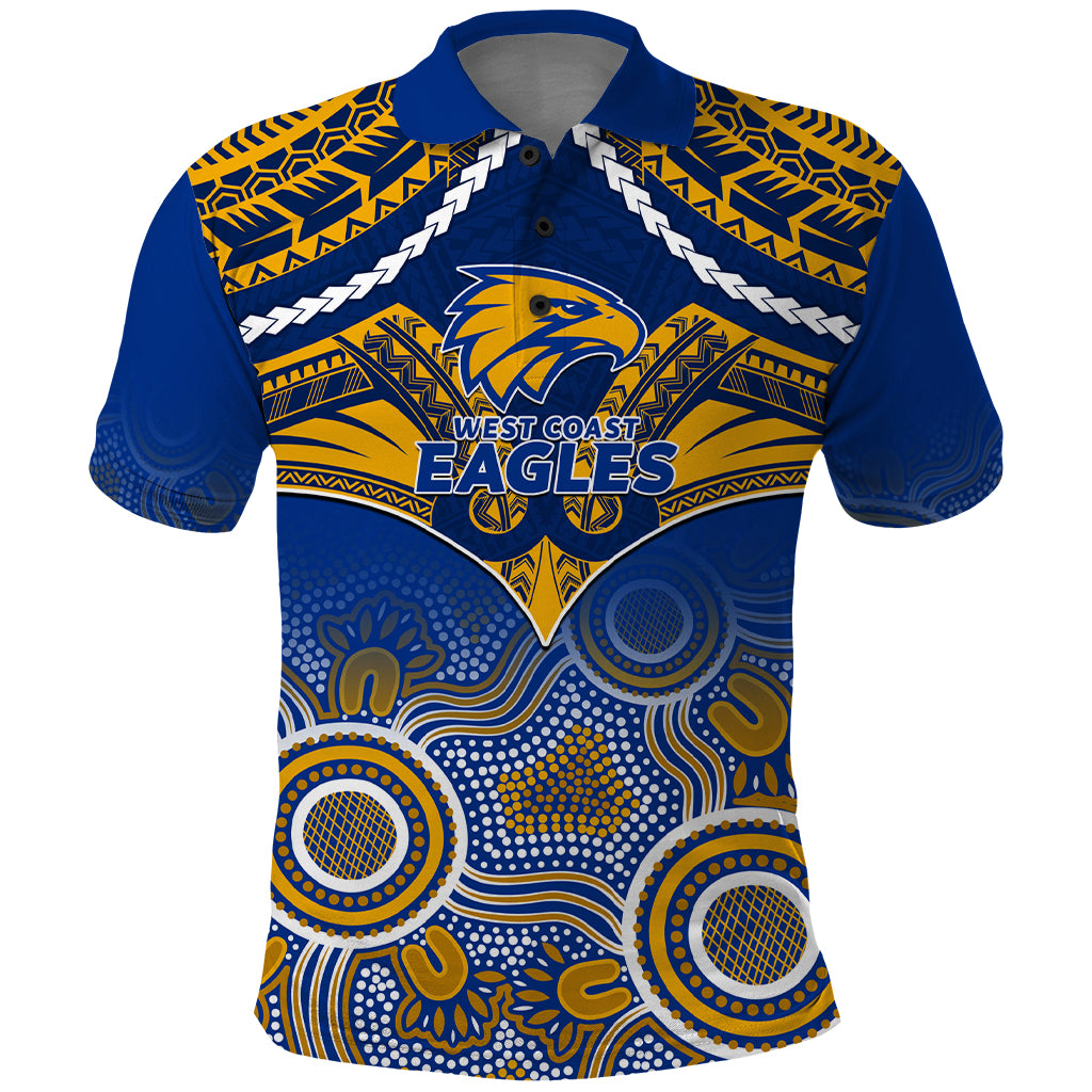 West Coast Football Polo Shirt Eagles Aboriginal Mix Polynesian Pattern LT14