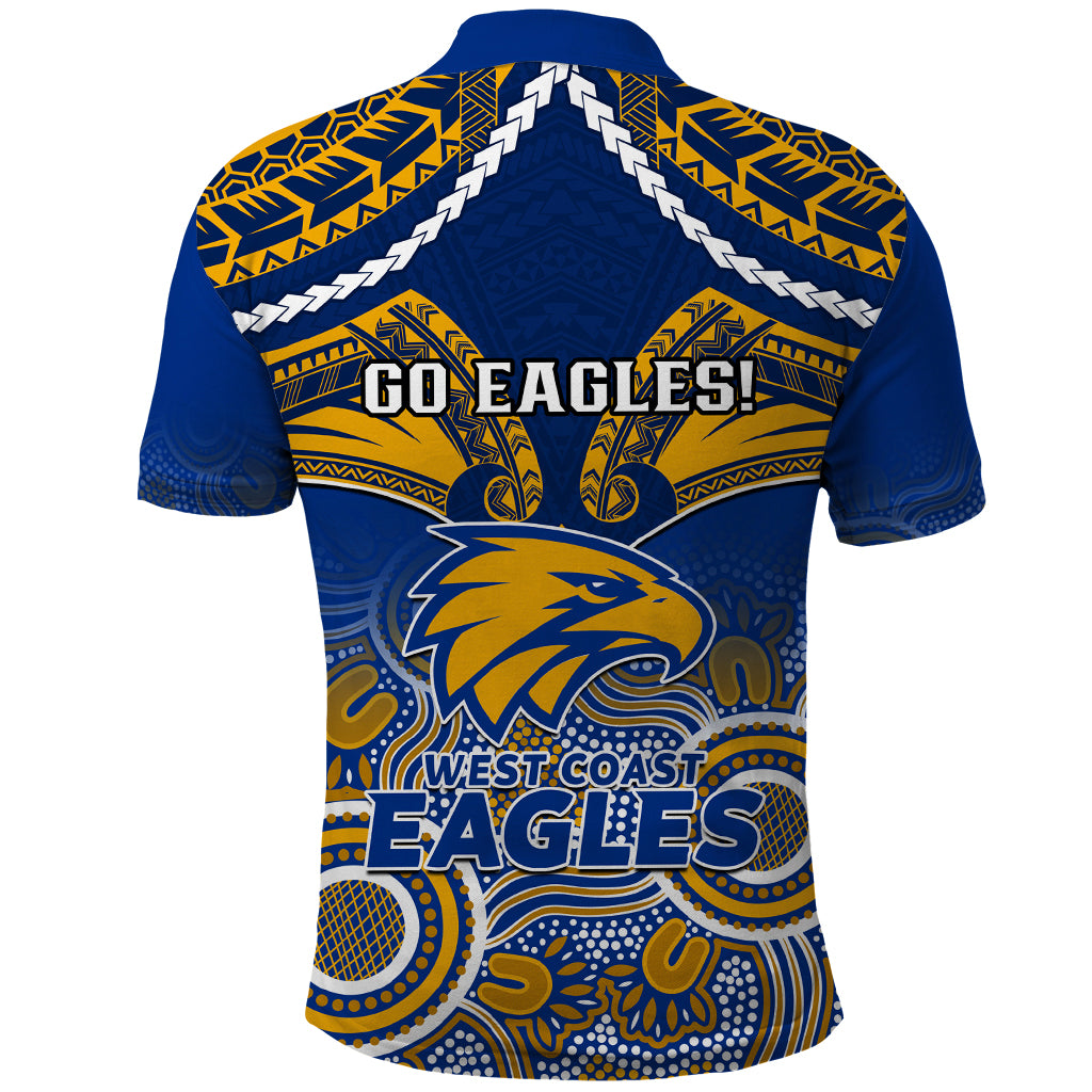 West Coast Football Polo Shirt Eagles Aboriginal Mix Polynesian Pattern LT14