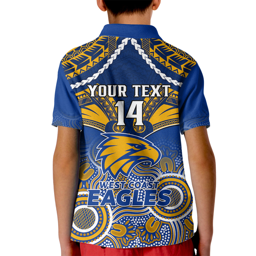 Personalised West Coast Football Kid Polo Shirt Eagles Aboriginal Mix Polynesian Pattern LT14