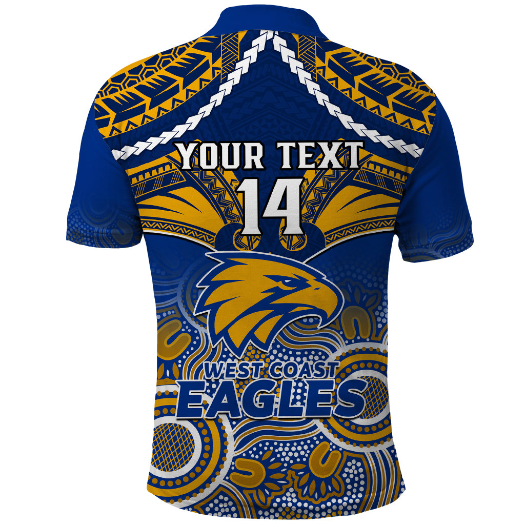 Personalised West Coast Football Polo Shirt Eagles Aboriginal Mix Polynesian Pattern LT14