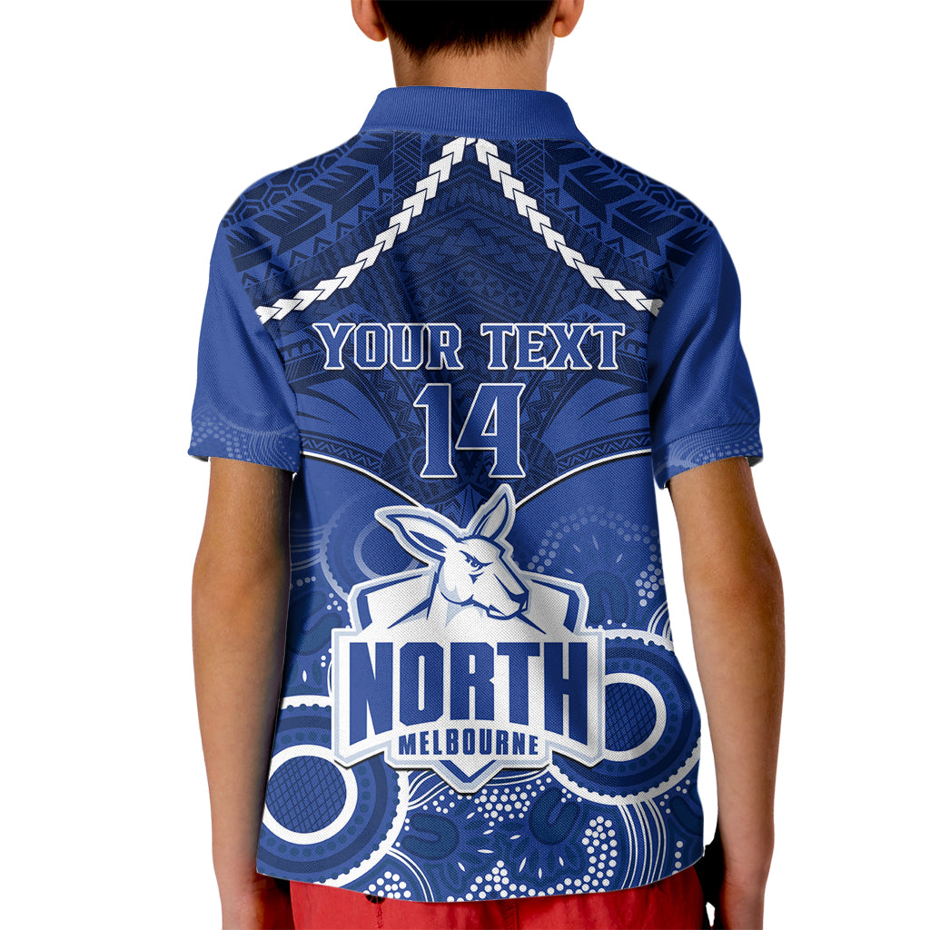 Personalised North Melbourne Football Kid Polo Shirt Kangaroos Aboriginal Mix Polynesian Pattern LT14