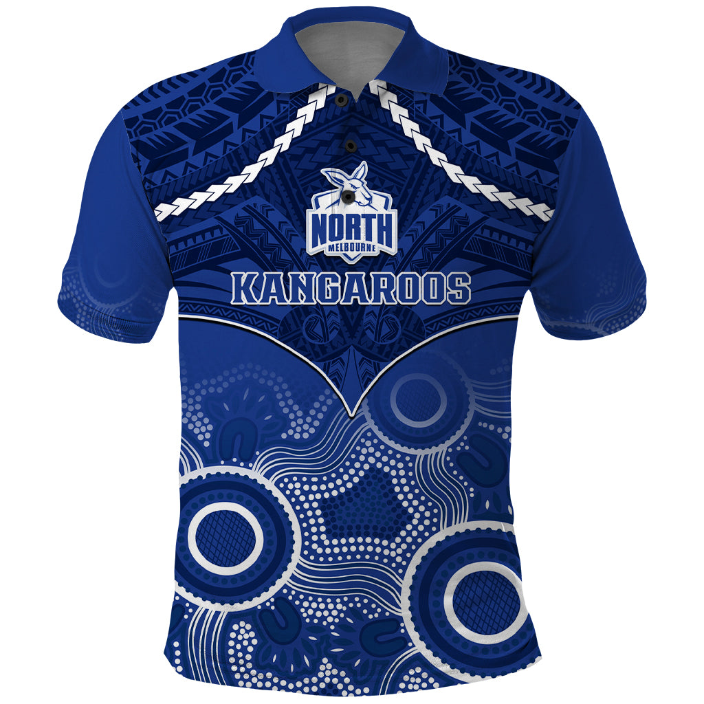 Personalised North Melbourne Football Polo Shirt Kangaroos Aboriginal Mix Polynesian Pattern LT14