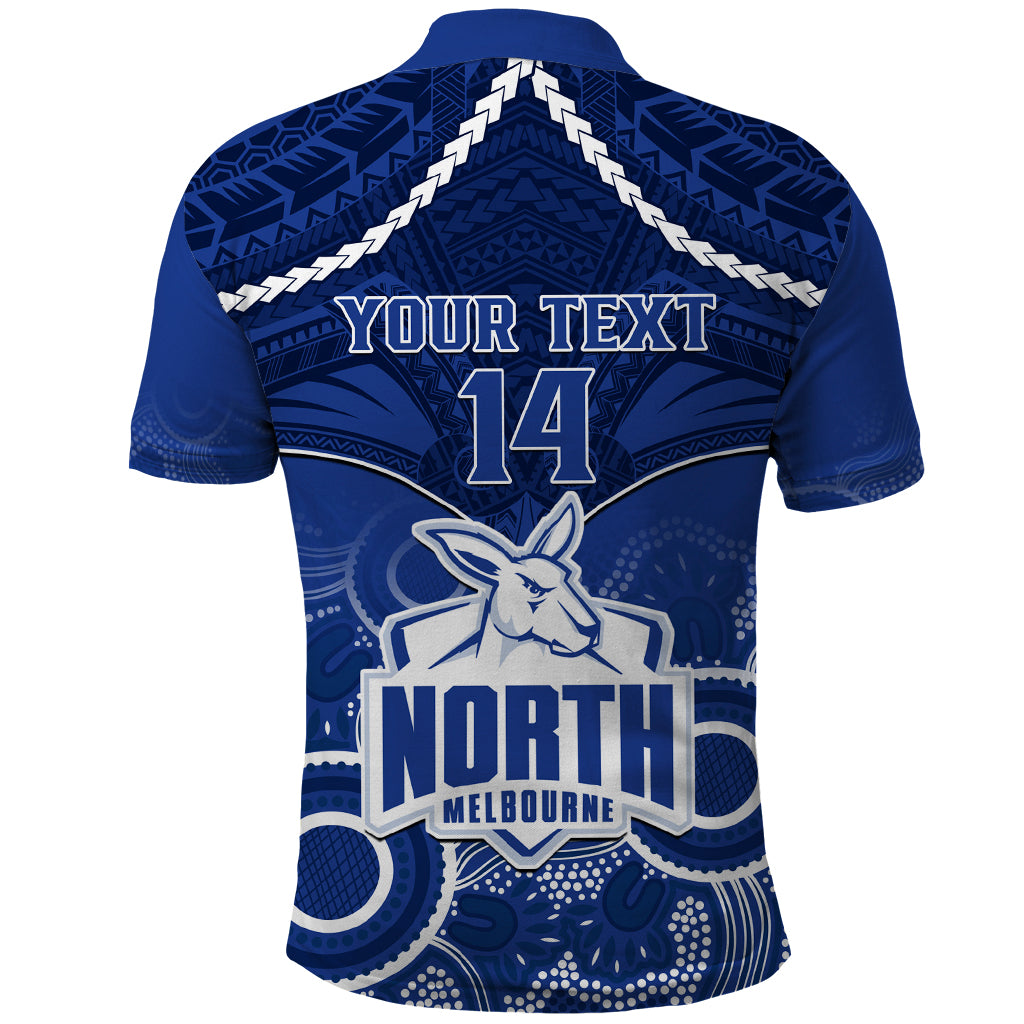 Personalised North Melbourne Football Polo Shirt Kangaroos Aboriginal Mix Polynesian Pattern LT14