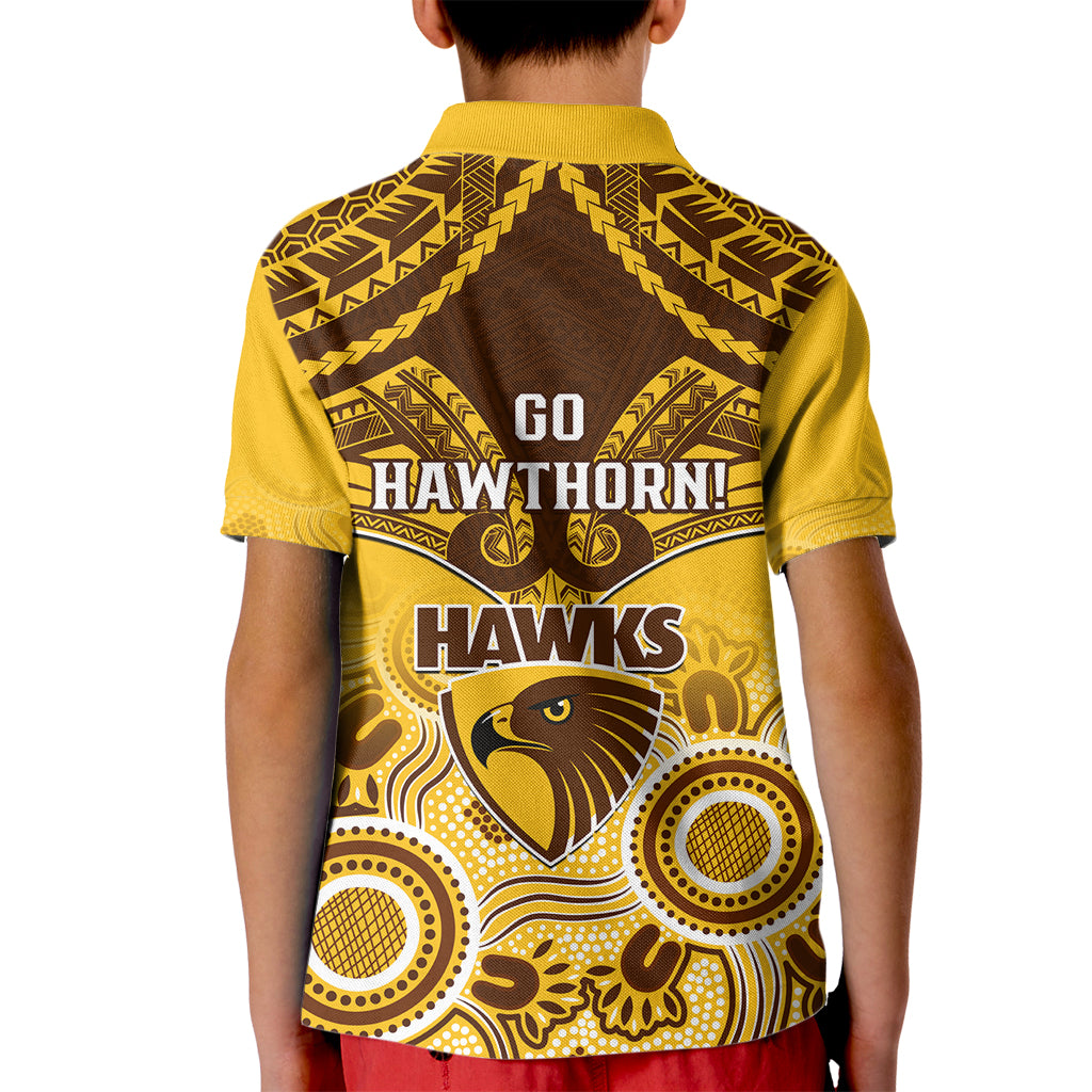 Hawthorn Football Kid Polo Shirt Hawks Aboriginal Mix Polynesian Pattern LT14