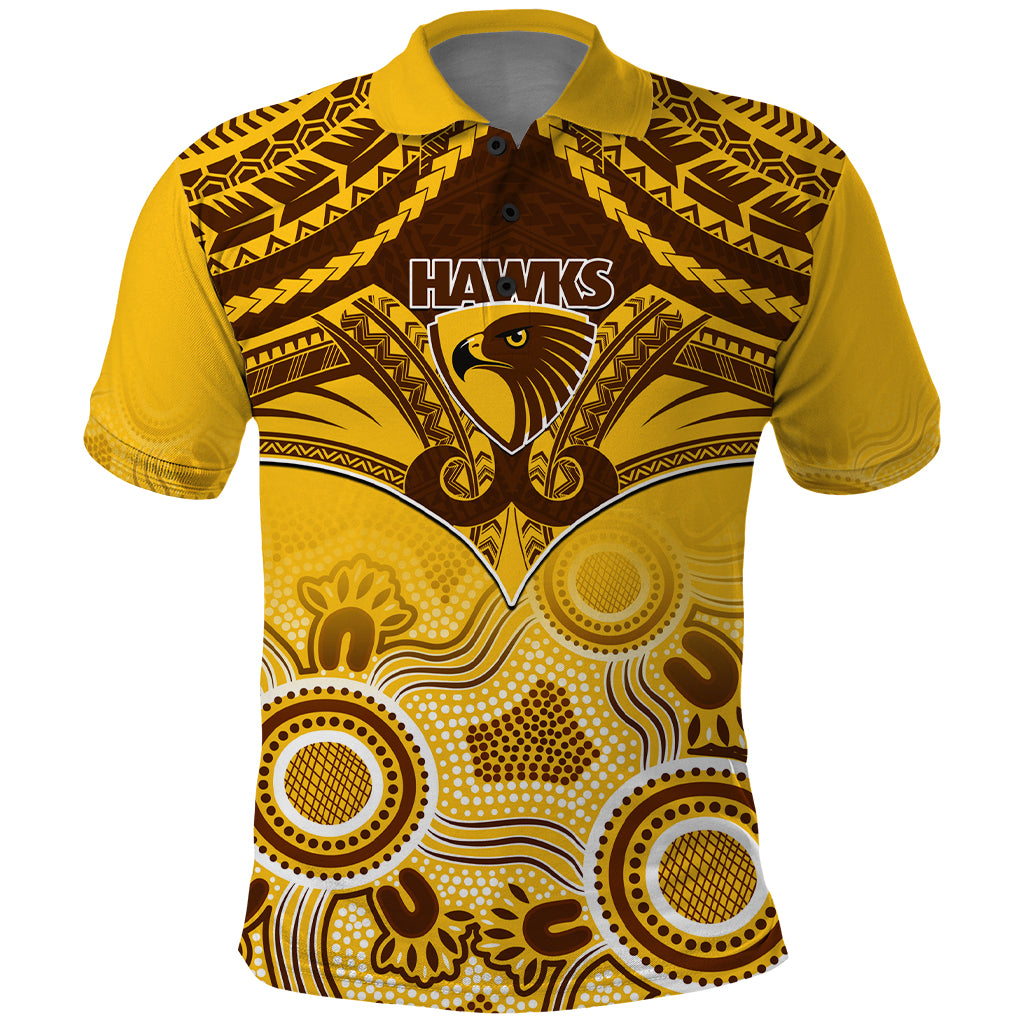 Hawthorn Football Polo Shirt Hawks Aboriginal Mix Polynesian Pattern LT14