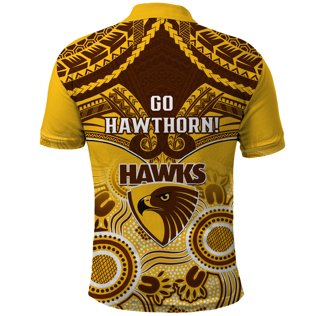 Hawthorn Football Polo Shirt Hawks Aboriginal Mix Polynesian Pattern LT14