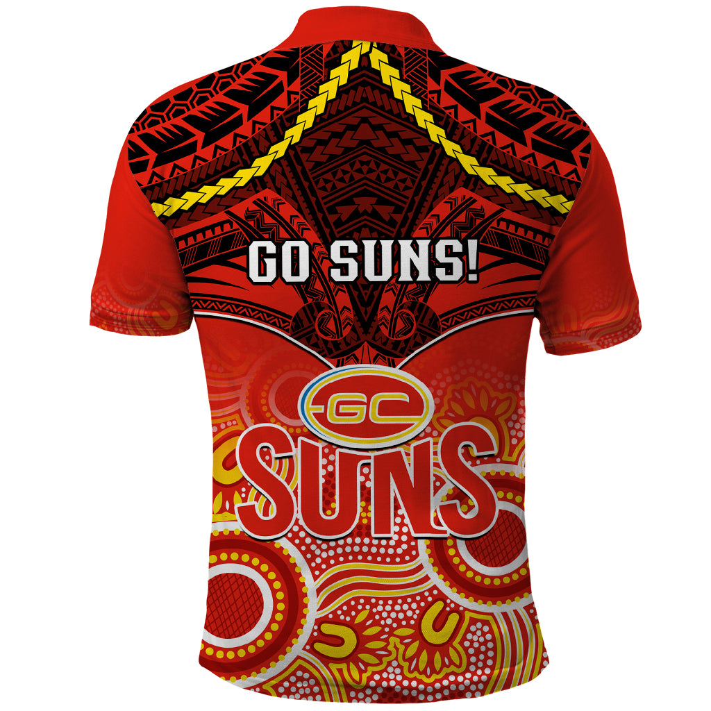 Gold Coast Football Polo Shirt Suns Aboriginal Mix Polynesian Pattern LT14