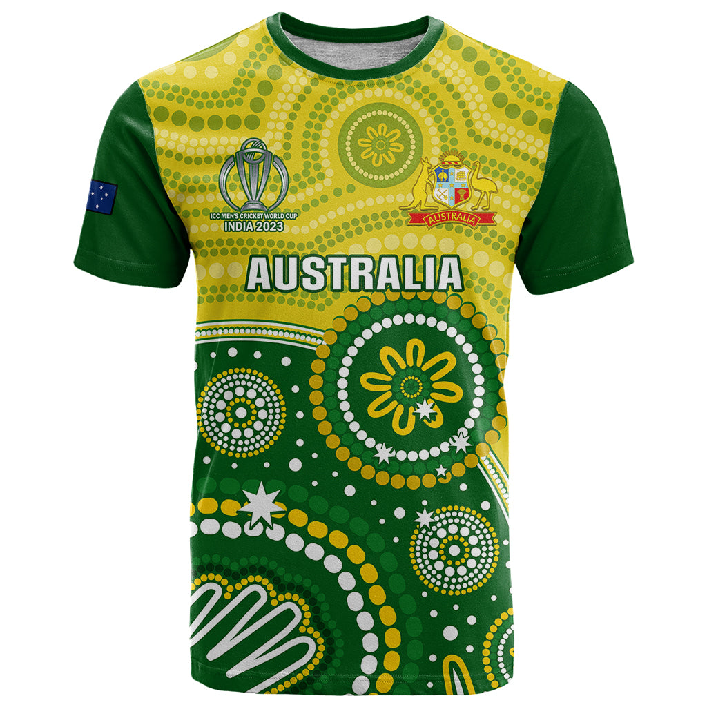 personalised-australia-cricket-t-shirt-aboriginal-2023-go-champions-world-cup