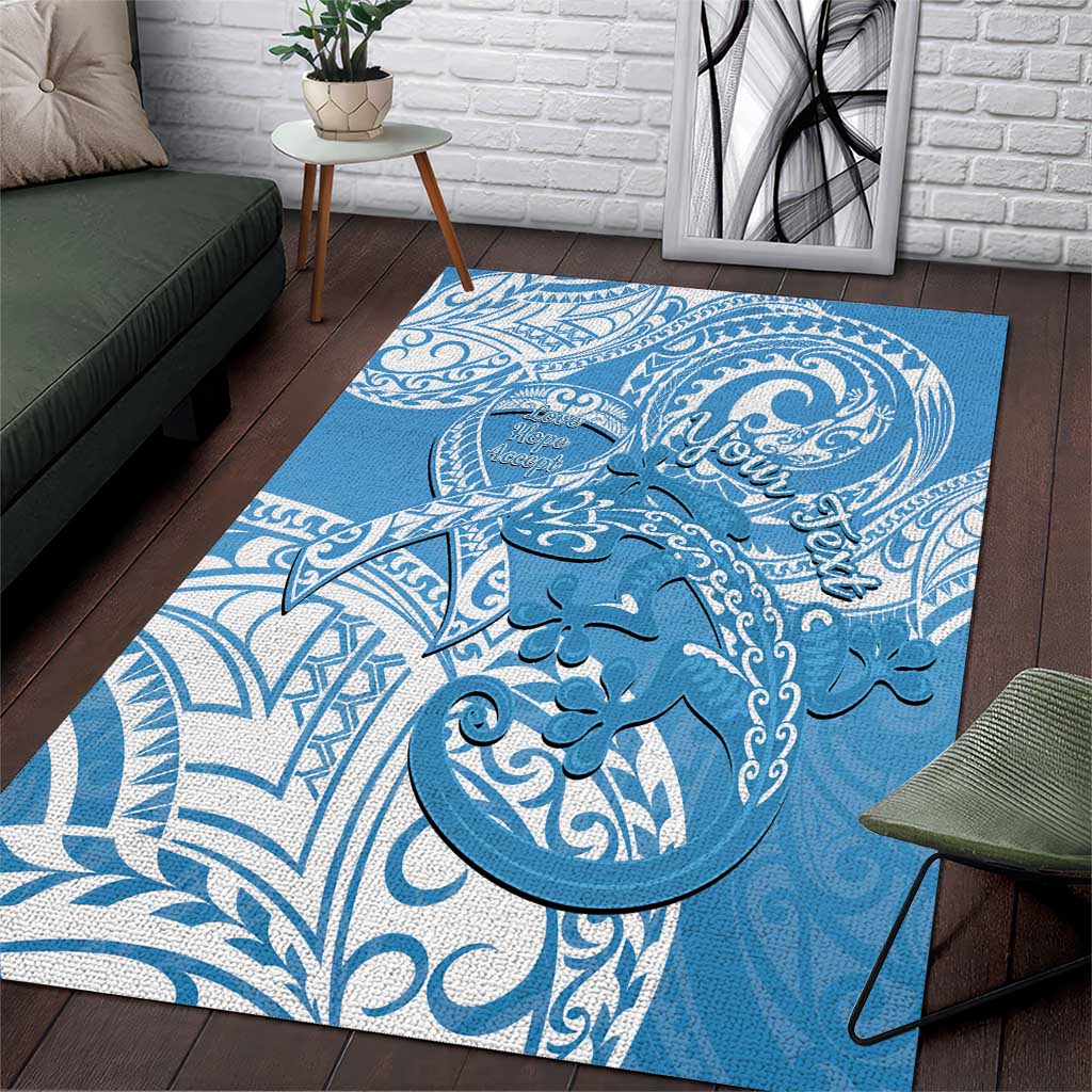 Personalised New Zealand Autism Awareness Area Rug NZ Fern With Maori Koru Lizard