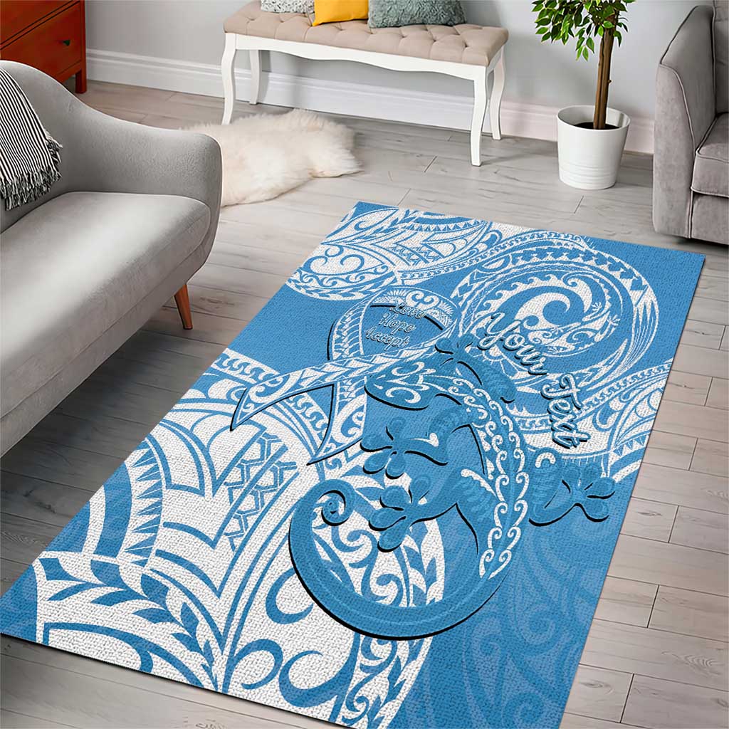 Personalised New Zealand Autism Awareness Area Rug NZ Fern With Maori Koru Lizard