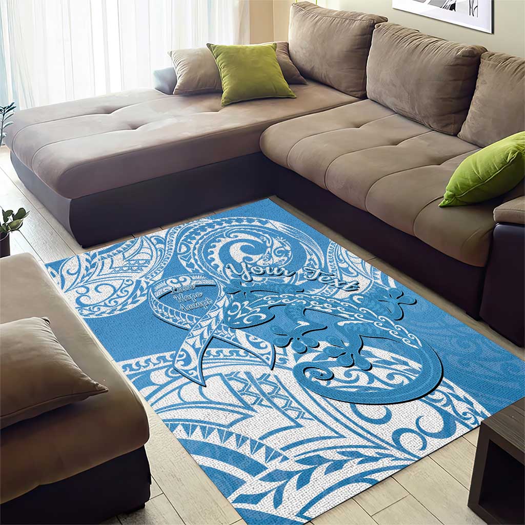 Personalised New Zealand Autism Awareness Area Rug NZ Fern With Maori Koru Lizard