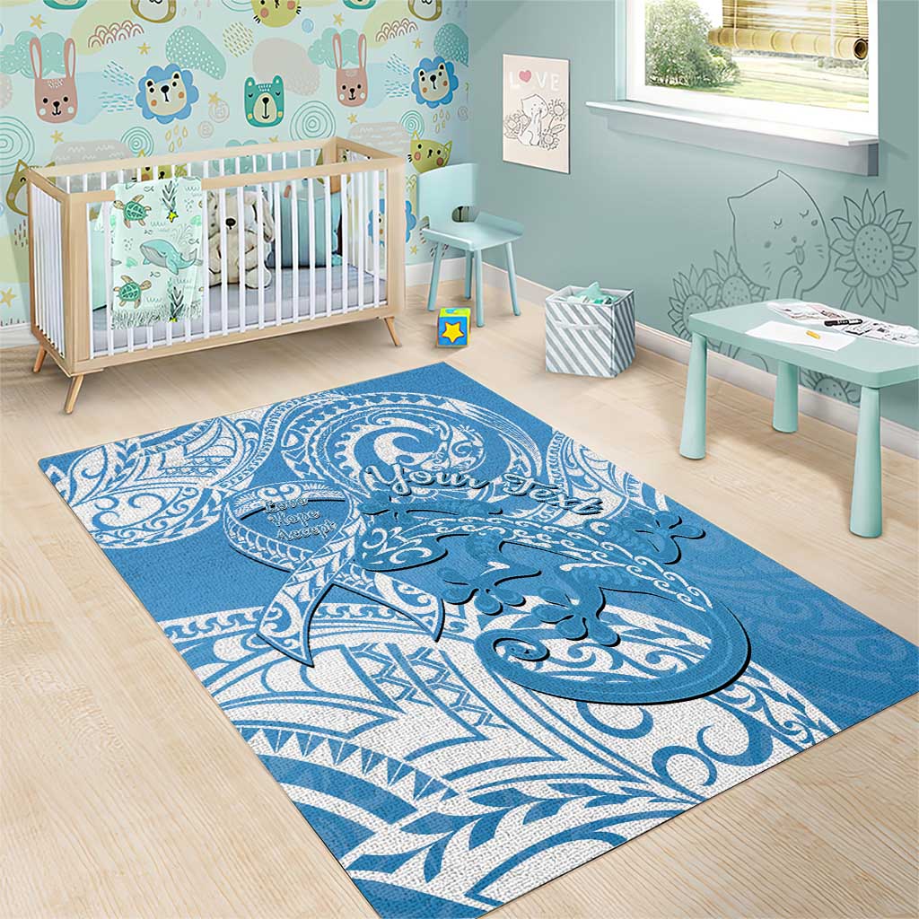 Personalised New Zealand Autism Awareness Area Rug NZ Fern With Maori Koru Lizard