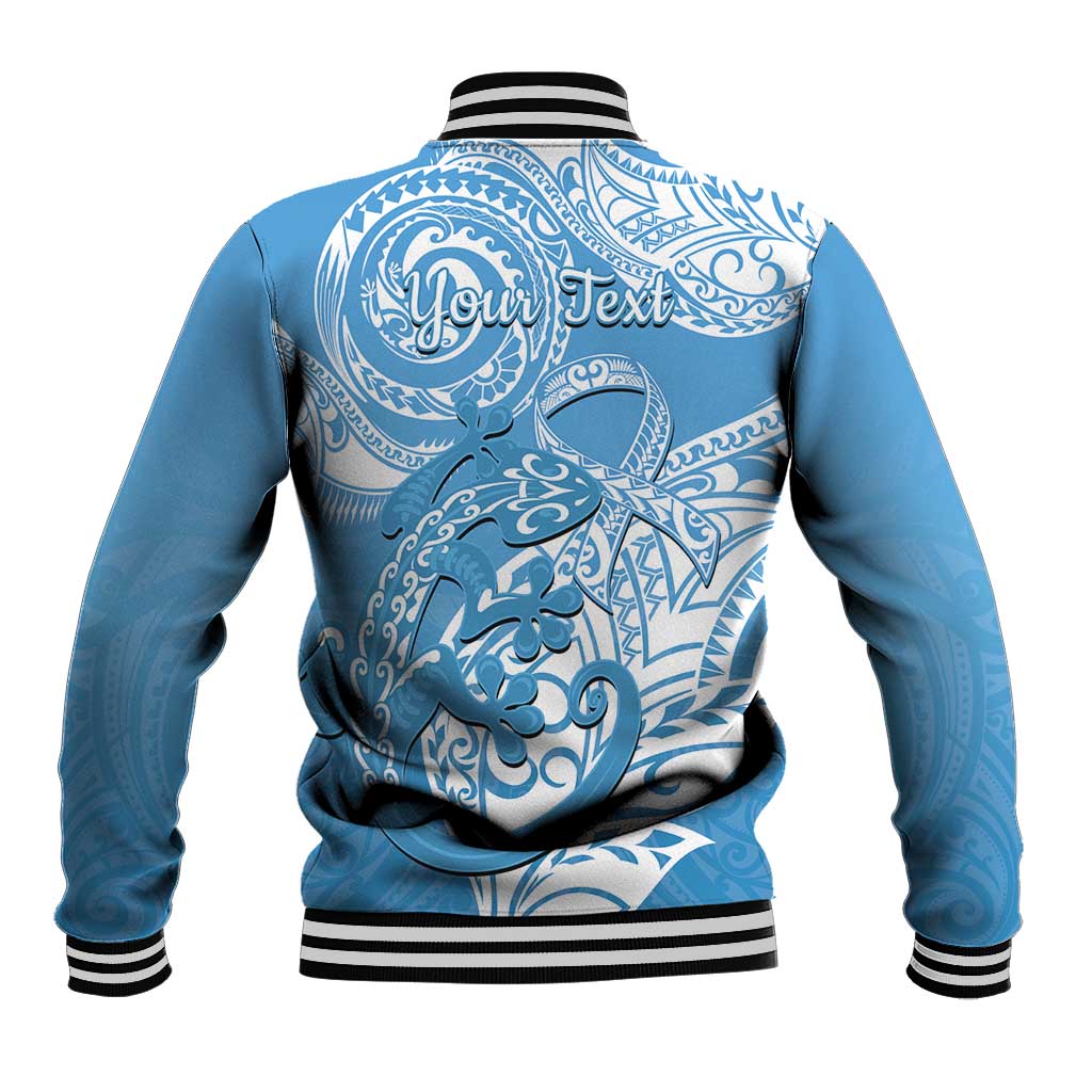 Personalised New Zealand Autism Awareness Baseball Jacket NZ Fern With Maori Koru Lizard