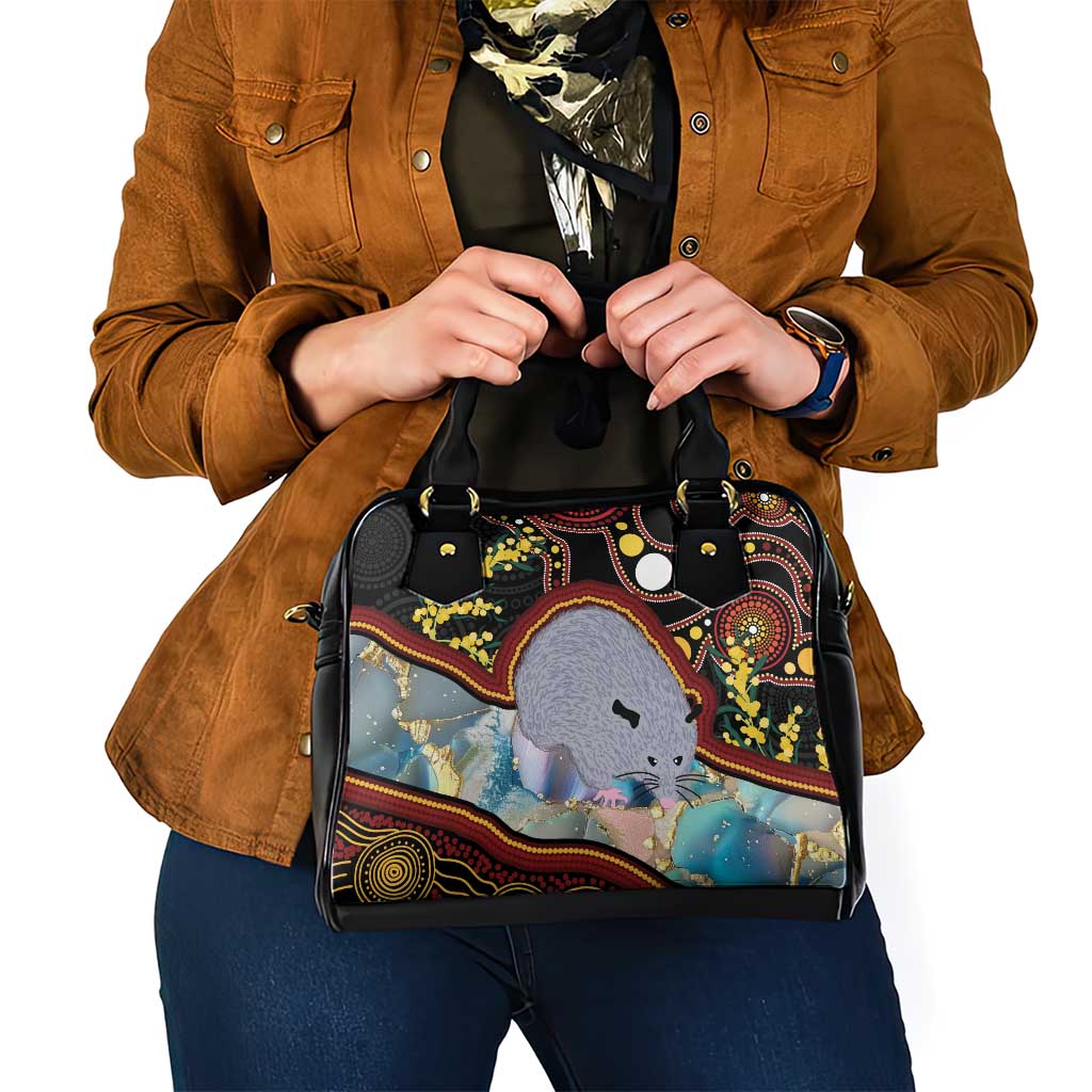 Australia Possum Shoulder Handbag Aboriginal Art Mix Aussie Opal