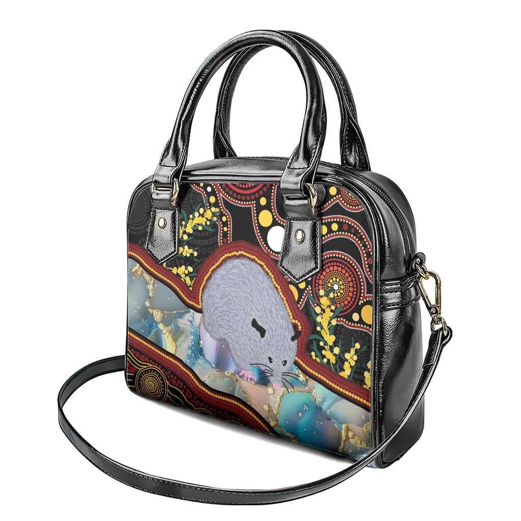 Australia Possum Shoulder Handbag Aboriginal Art Mix Aussie Opal