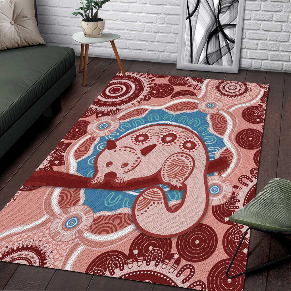 Blush Pink Australia Possum Area Rug Indigenous Art