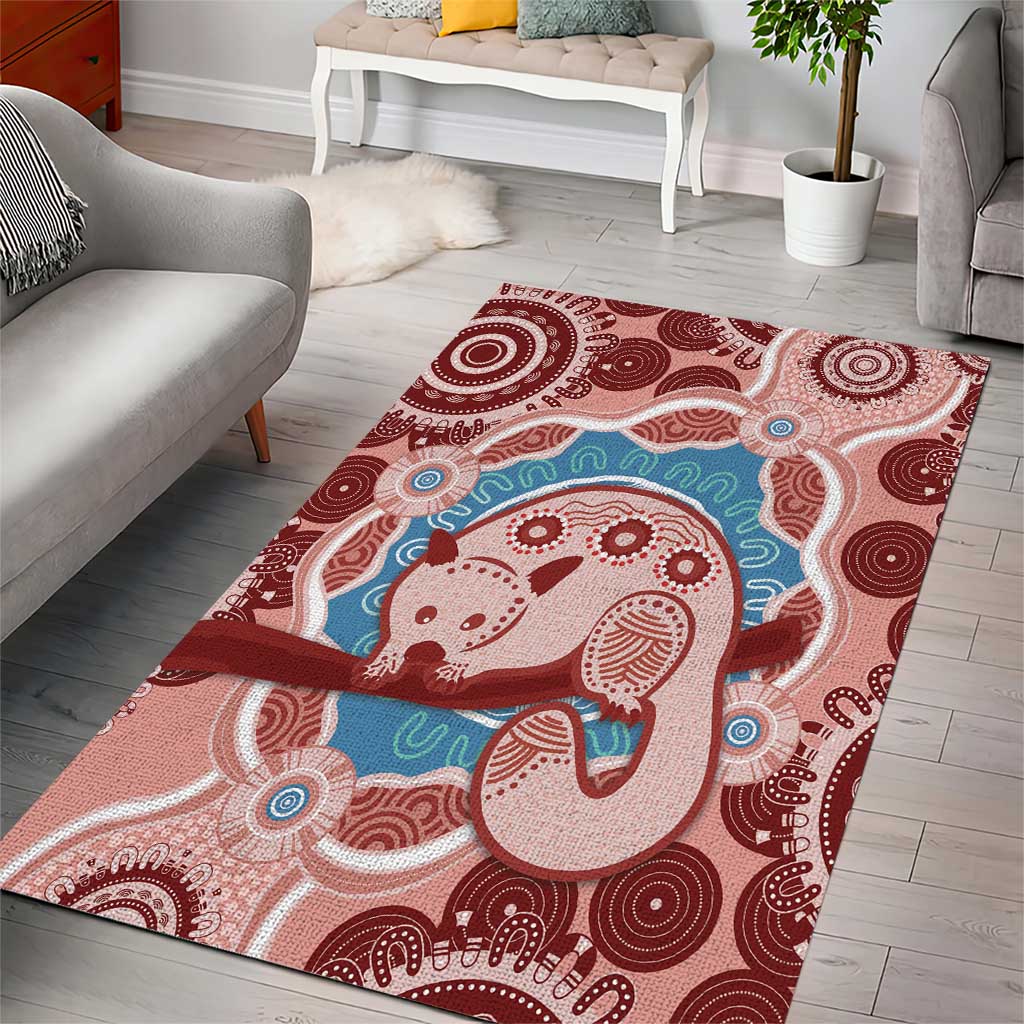 Blush Pink Australia Possum Area Rug Indigenous Art