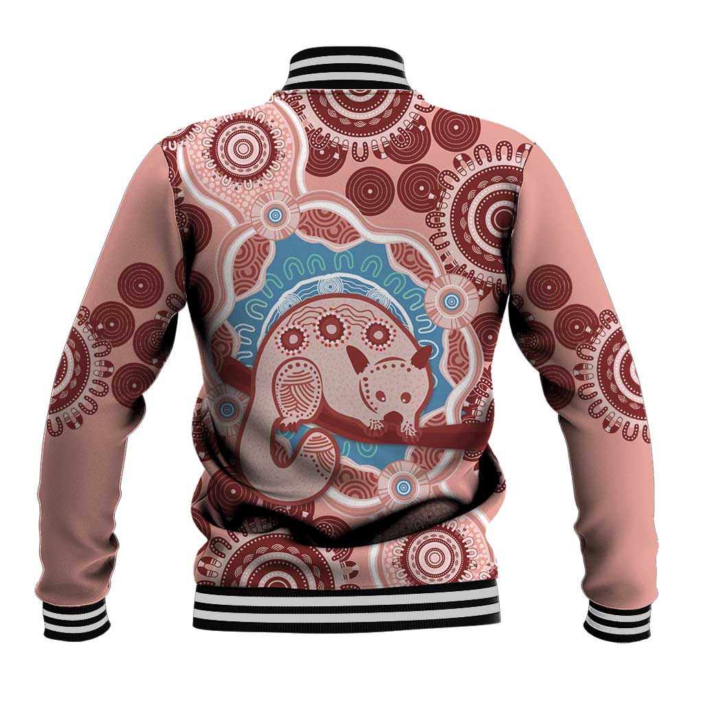 Blush Pink Australia Possum Baseball Jacket Indigenous Art