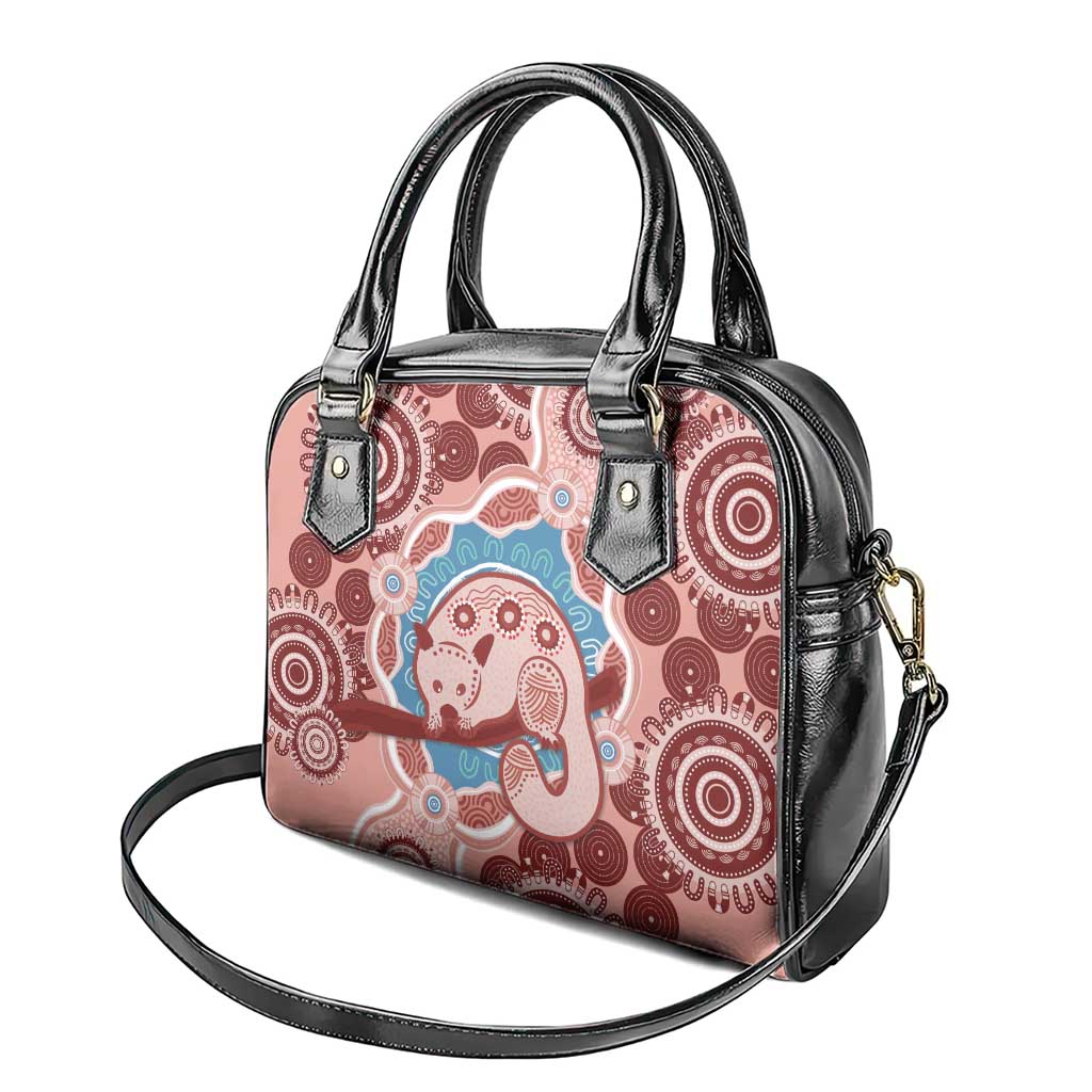 Blush Pink Australia Possum Shoulder Handbag Indigenous Art