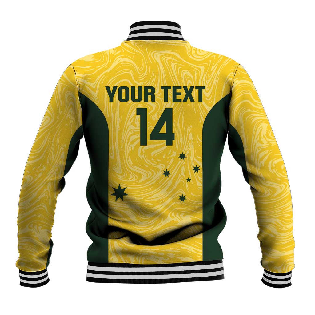 Custom Australia Socceroos Baseball Jacket Go Aussie Marble Pattern Sporty Style