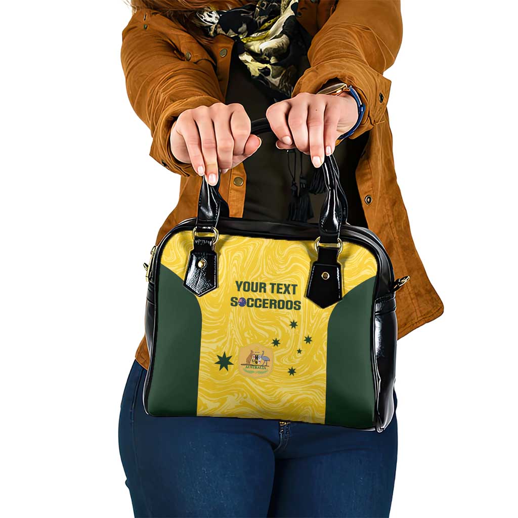 Custom Australia Socceroos Shoulder Handbag Go Aussie Marble Pattern Sporty Style