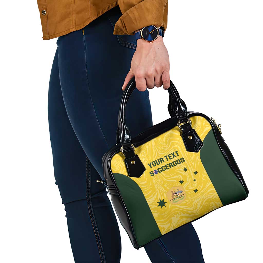 Custom Australia Socceroos Shoulder Handbag Go Aussie Marble Pattern Sporty Style