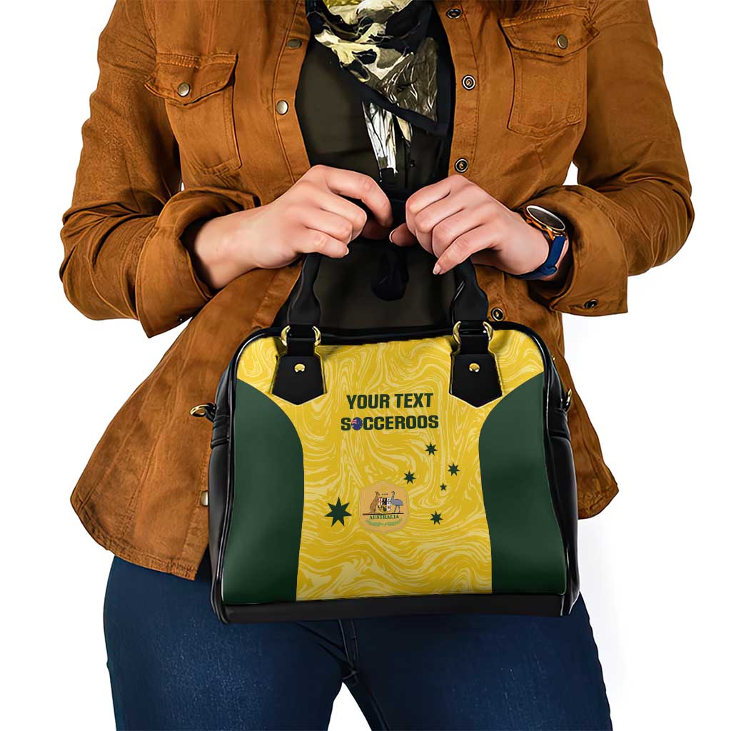 Custom Australia Socceroos Shoulder Handbag Go Aussie Marble Pattern Sporty Style