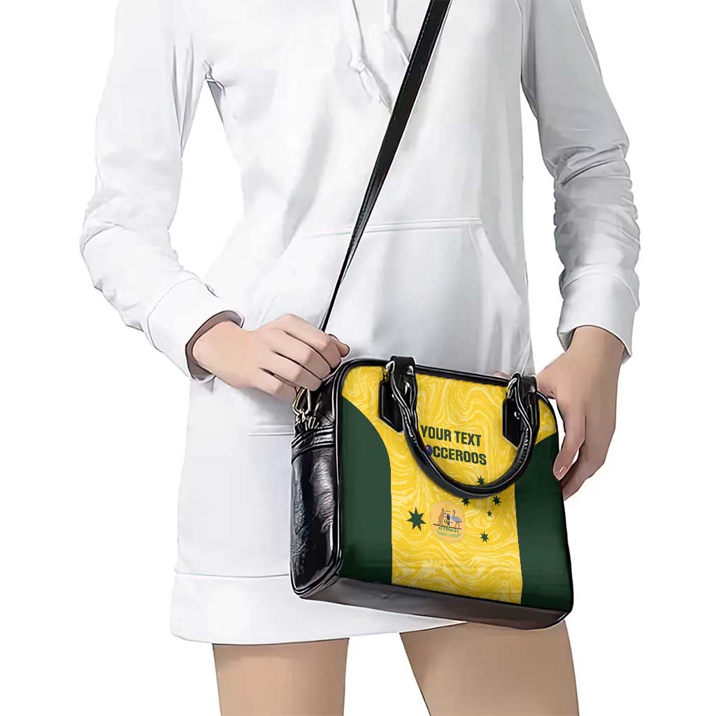 Custom Australia Socceroos Shoulder Handbag Go Aussie Marble Pattern Sporty Style