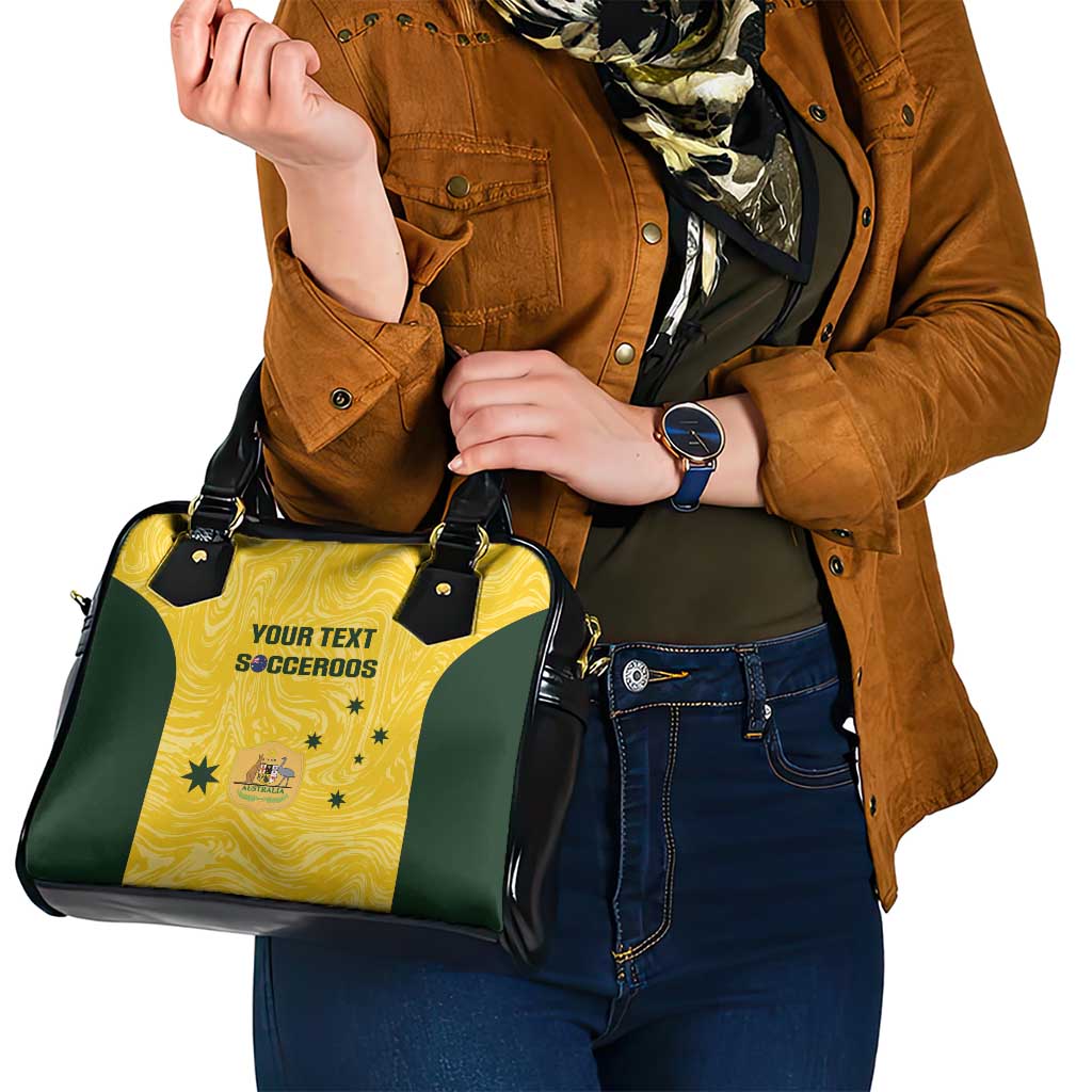 Custom Australia Socceroos Shoulder Handbag Go Aussie Marble Pattern Sporty Style