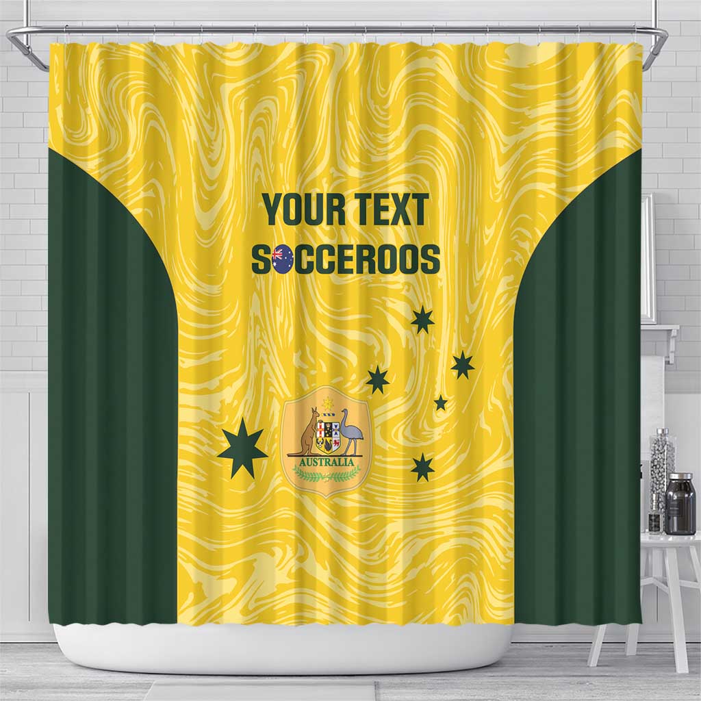 Custom Australia Socceroos Shower Curtain Go Aussie Marble Pattern Sporty Style