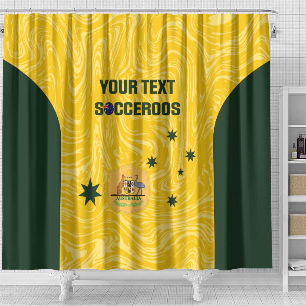 Custom Australia Socceroos Shower Curtain Go Aussie Marble Pattern Sporty Style