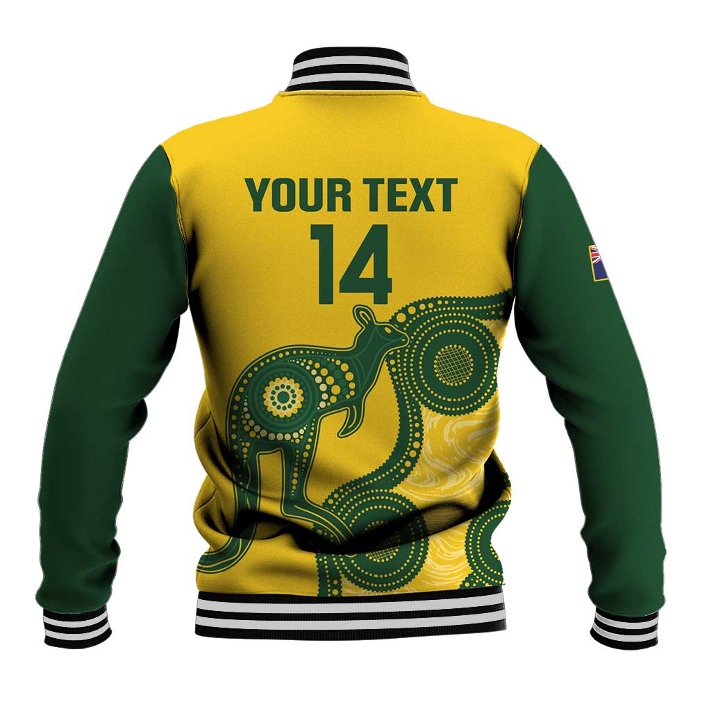 Custom Australia Soccer Baseball Jacket Go Socceroos Kangaroo With Indigenous Art