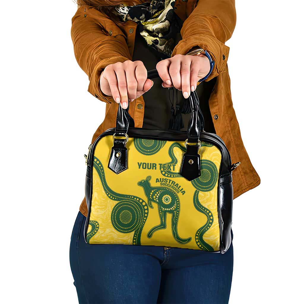 Custom Australia Soccer Shoulder Handbag Go Socceroos Kangaroo With Indigenous Art