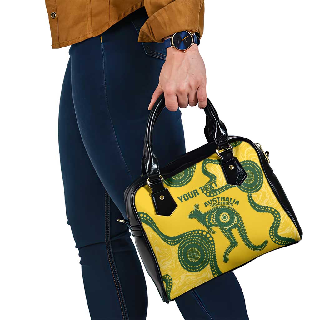 Custom Australia Soccer Shoulder Handbag Go Socceroos Kangaroo With Indigenous Art