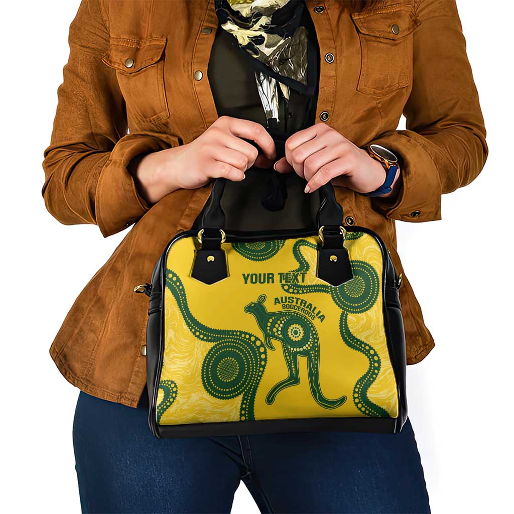 Custom Australia Soccer Shoulder Handbag Go Socceroos Kangaroo With Indigenous Art