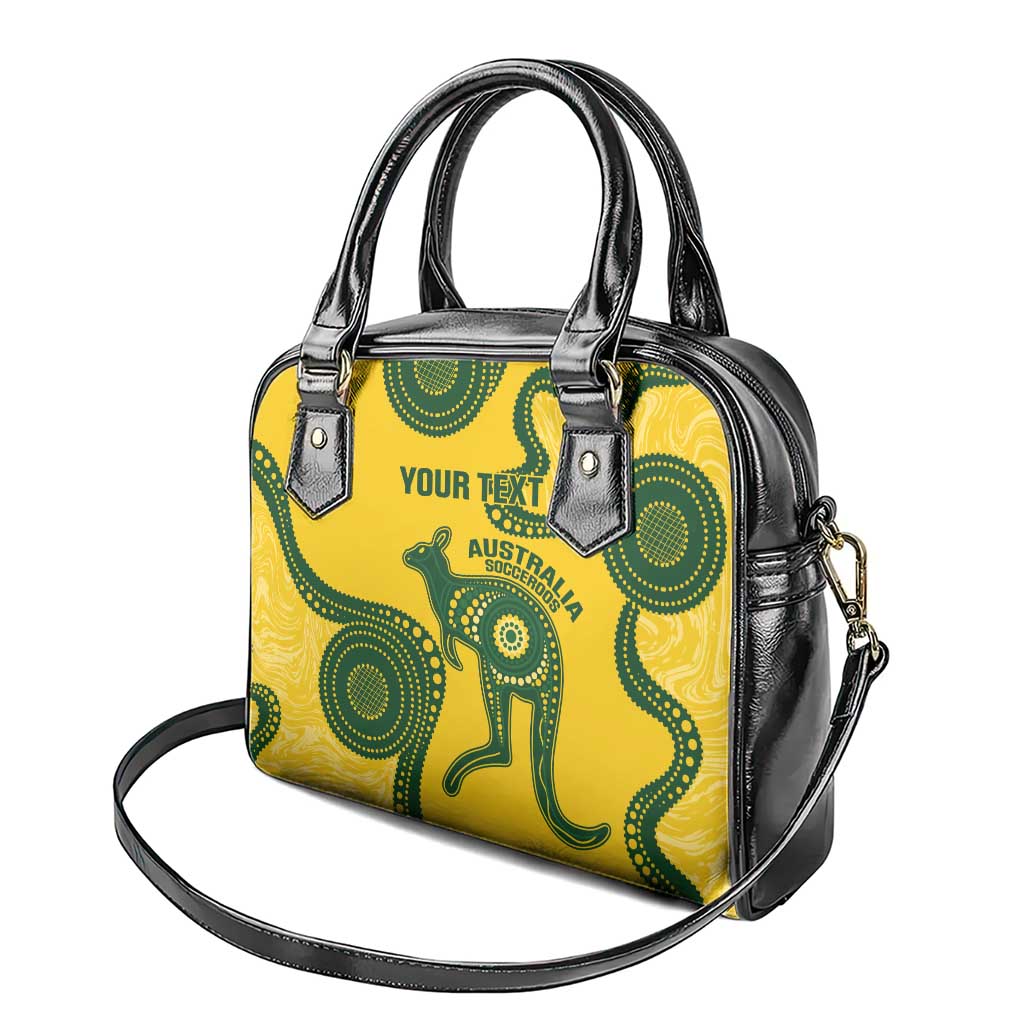 Custom Australia Soccer Shoulder Handbag Go Socceroos Kangaroo With Indigenous Art