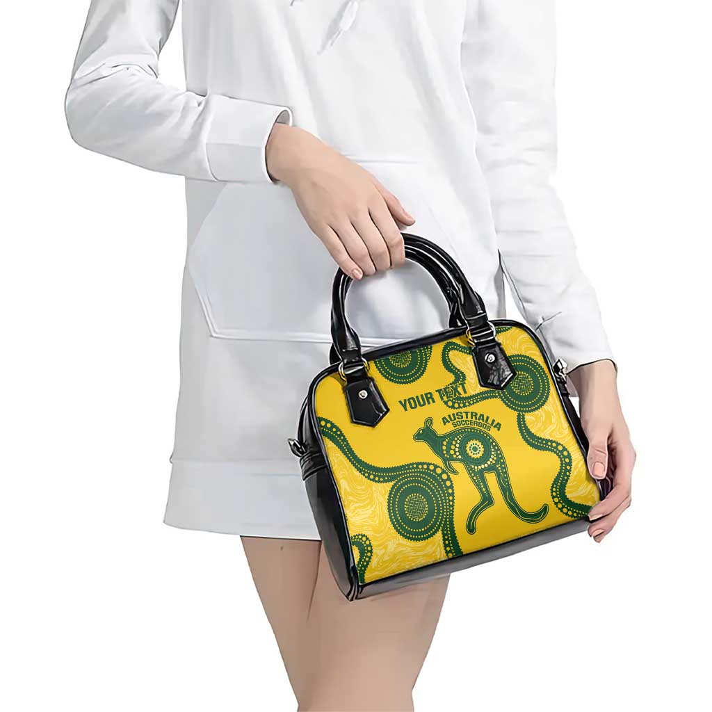 Custom Australia Soccer Shoulder Handbag Go Socceroos Kangaroo With Indigenous Art