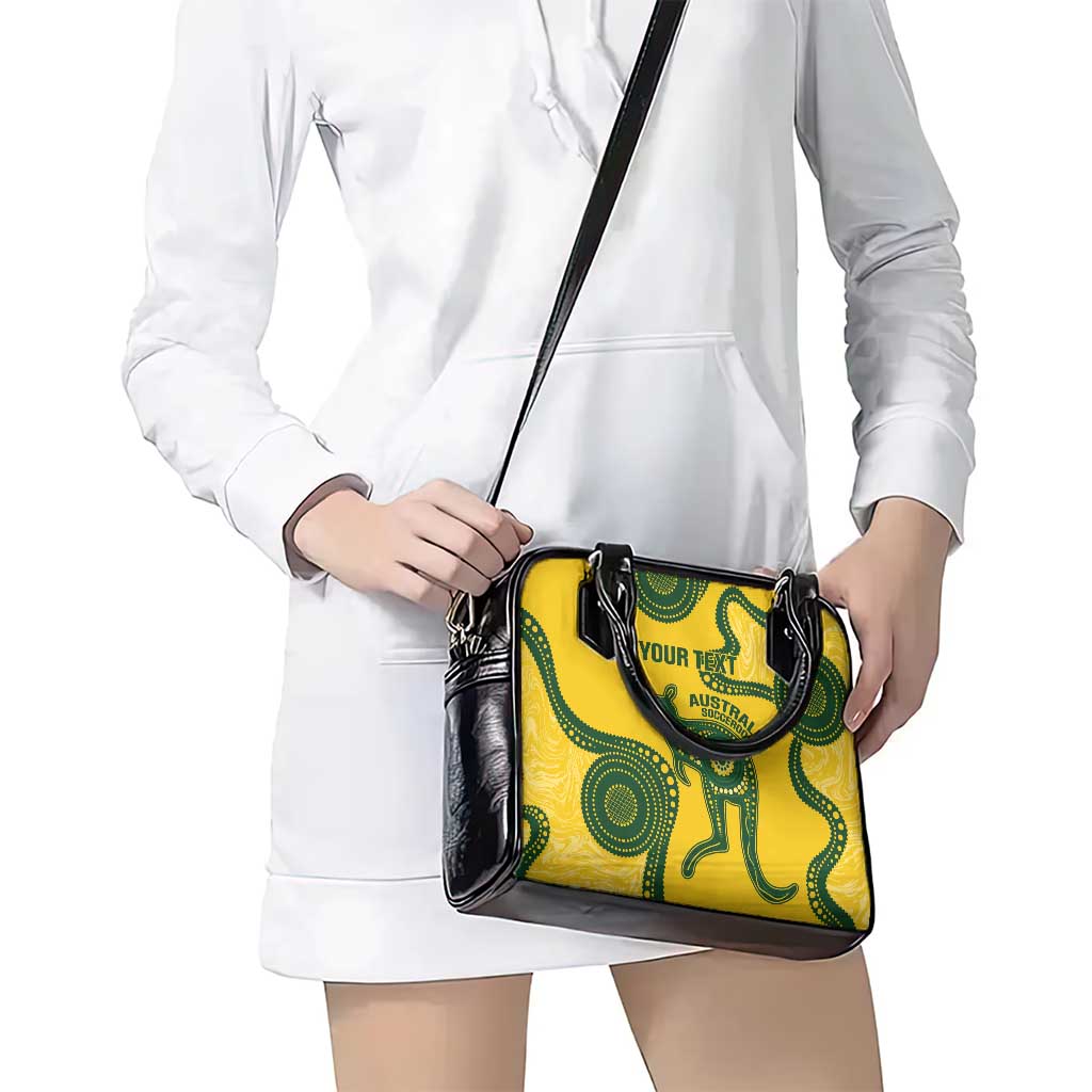 Custom Australia Soccer Shoulder Handbag Go Socceroos Kangaroo With Indigenous Art